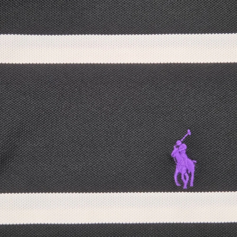 Polo Ralph Lauren Performance Black White Striped SS Polo Shirt Mens XL